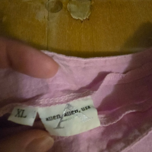 Allen Allen USA size XL 100% Linen Orchid top oversized coastal grandma Roomy - Picture 4 of 5